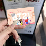 autocollants carte banque cartes modernes dessin animé personnages bt21 coeurs waterproof réutilisables bleu orange