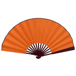 éventail pliant bambou rayures orange blanc rouge vert noir classique poignée bois rangement