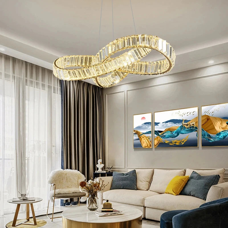 suspension lumineuse pendentif cristal or brillant moderne élégant 4000k 3000k 6000k led 10m2