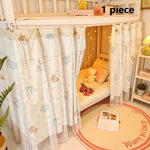 rideau lit superposé ours fleurs tissu texturé effet gaufré semi transparent doux enfantinDecoration tringle