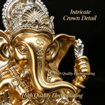 statue ganesha or argent résine détails complexes spirituel décoratif maison salon