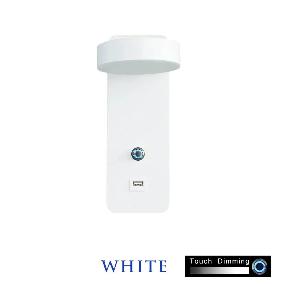 lampe murale moderne noire dorée usb ajustement luminosité interrupteur prise