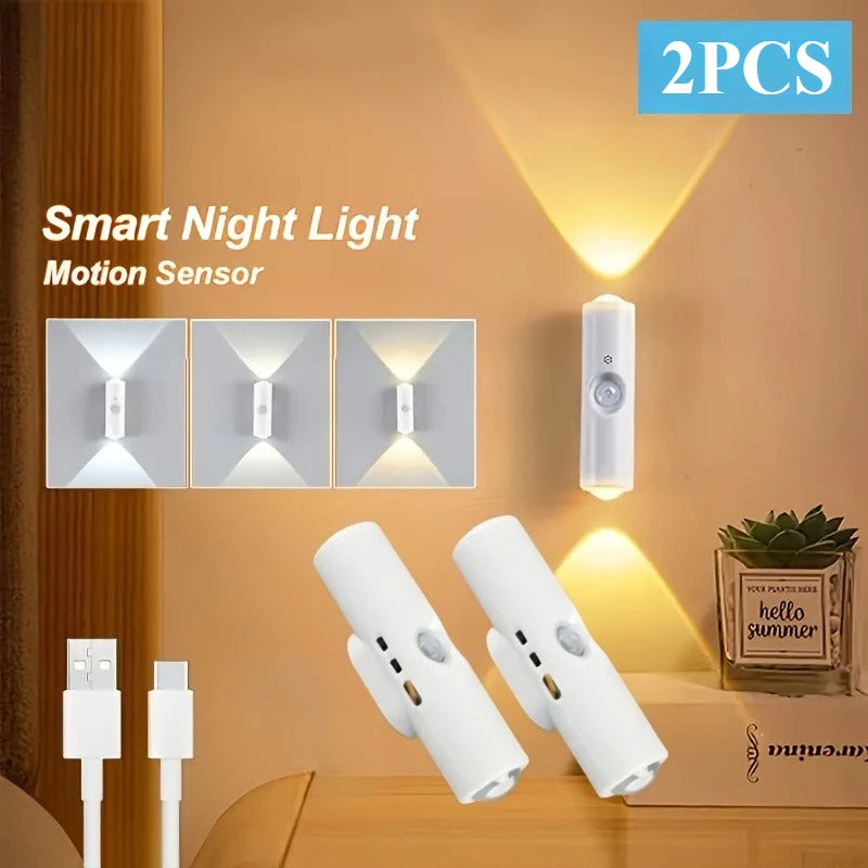 lumière murale détecteur mouvement rechargeable usb blanc moderne minimaliste fixée mur éclairage couloir escalier