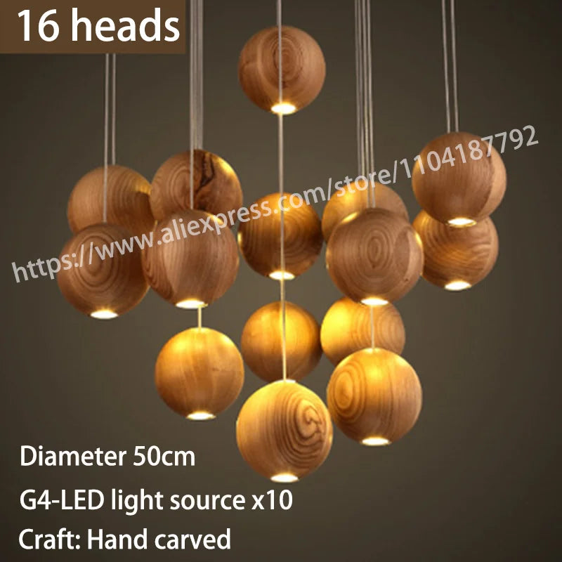 luminaire suspension bois massif moderne éclairage intérieur salon cuisine restaurant naturel