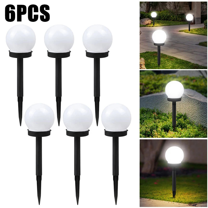 lumière solaire extérieure jardin étanche moderne sphérique piquet détachable panneau solaire led blanc noir