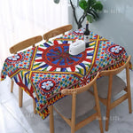 nappe multicolore ethnique motif géométrique floral polyester coton durable facile nettoyer rectangle table manger