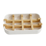 support savon moderne bambou blanc brun clair salle bain grille intégrée minimaliste portable