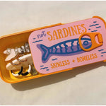 boîte rangement bijoux poisson stylisé rose orange blanc not sardines skinless boneless poignée
