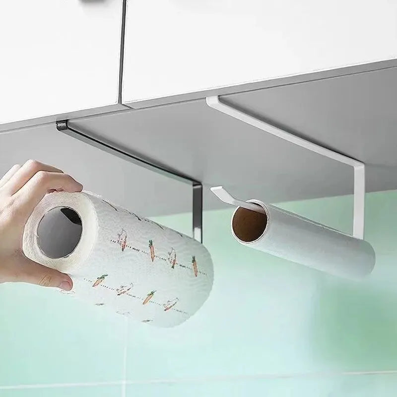 porte rouleau papier cuisine blanc noir papier motifs moderne minimaliste barre métallique fixe