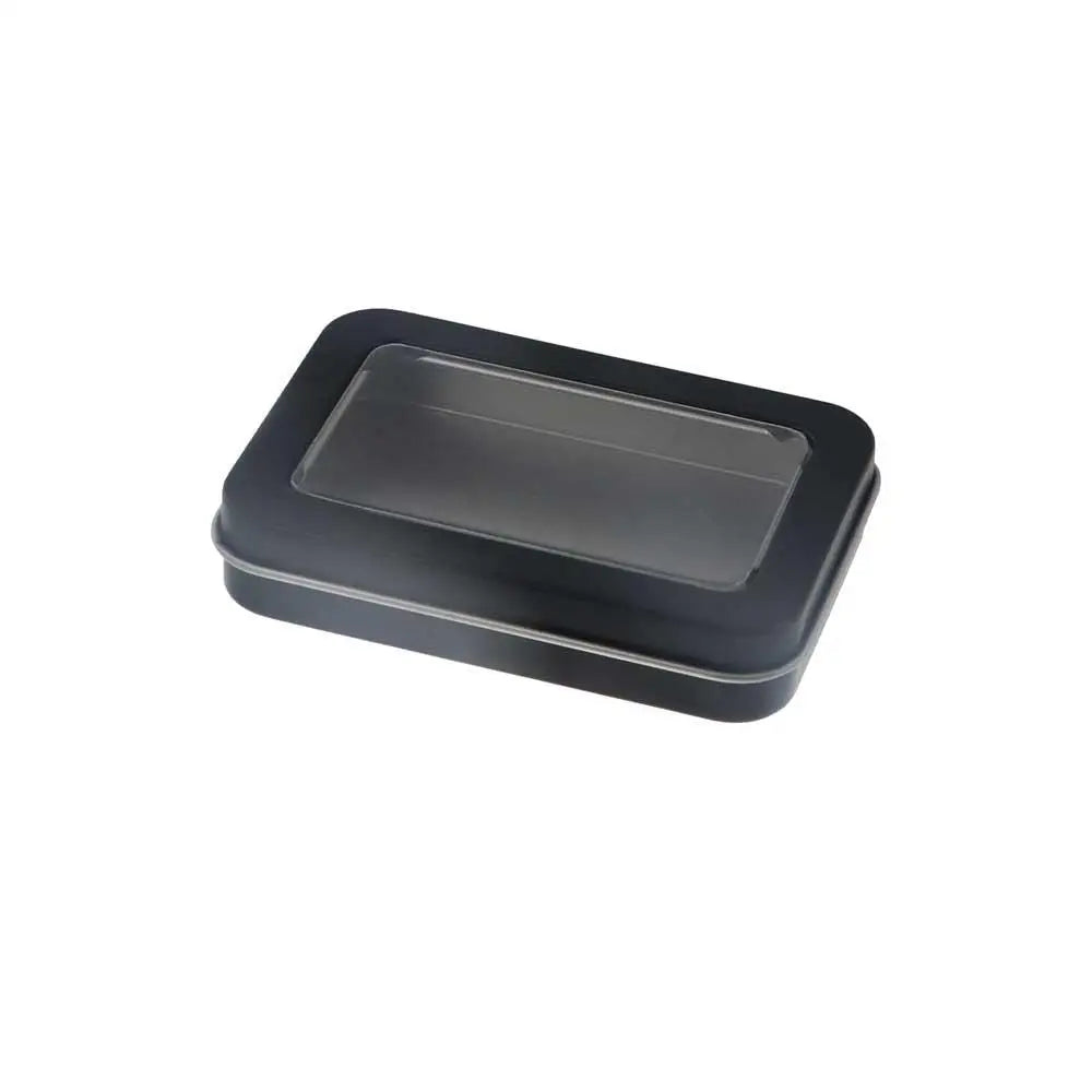 boîte métallique réutilisable noir mat classique rangement ongles artificiels respectueux environnement transparent fil écouteur