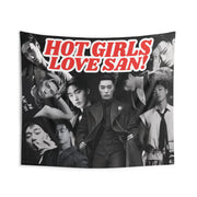 tapisserie murale moderne kpop noir blanc lettrage rouge pop art decoration chambre adolescente HOT