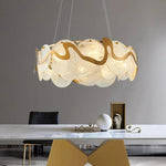 Suspension lumineuse or spirales dorées moderne sphères transparentes 60cm 80cm 95cm