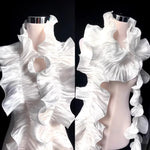 dentelle blanche noire plissée satinée élégante accessoire mode collier foulard 17cm
