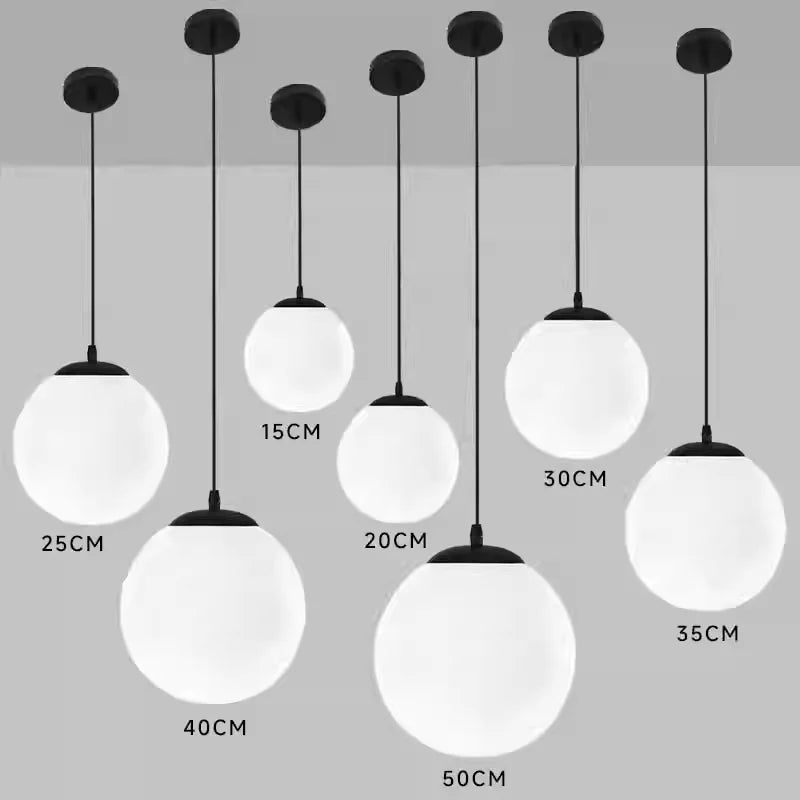 suspension lumineuse moderne globe blanc verre opale pendentif cristal 15cm 20cm 25cm 30cm 40cm