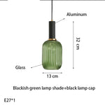 suspension lumineuse moderne vert rayures opacité câble noir gris beige chambre salon