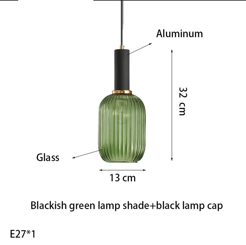 suspension lumineuse moderne vert rayures opacité câble noir gris beige chambre salon