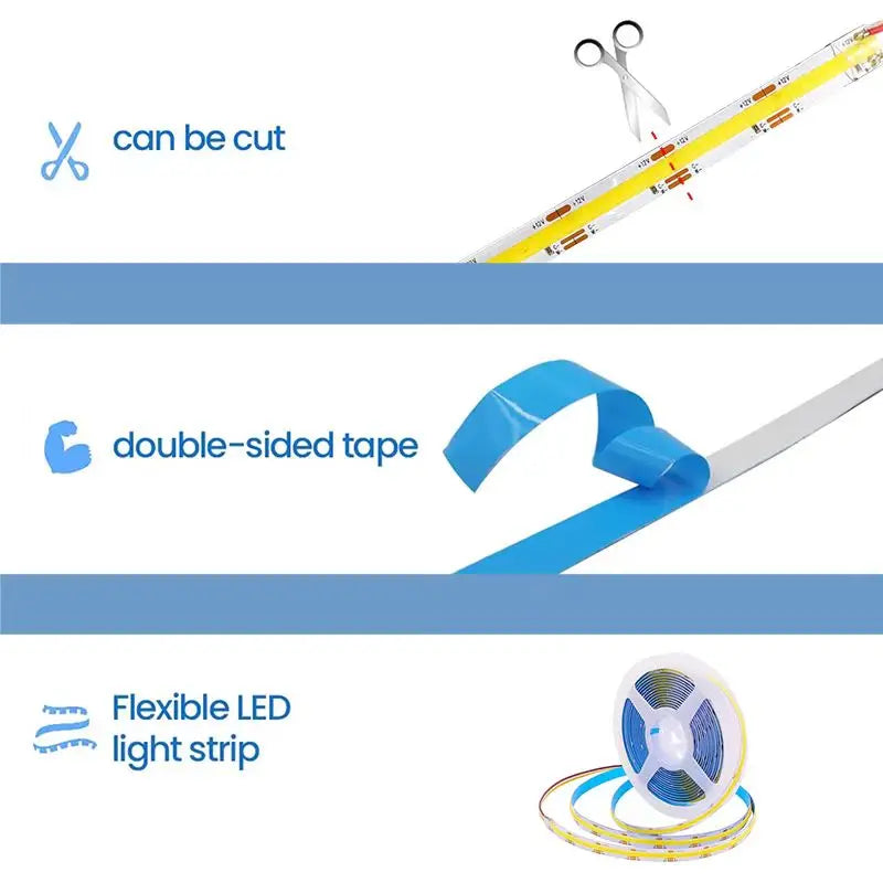ruban led flexible couleurs variées rayures moderne adhésif câbles 2700k 6500k