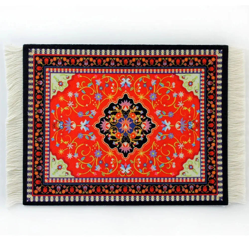 tapis sol persan motif floral classique franges décoration intérieur maison