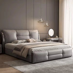 lit gris simili cuir doux moderne rangement 180cm 200cm assemblage maison