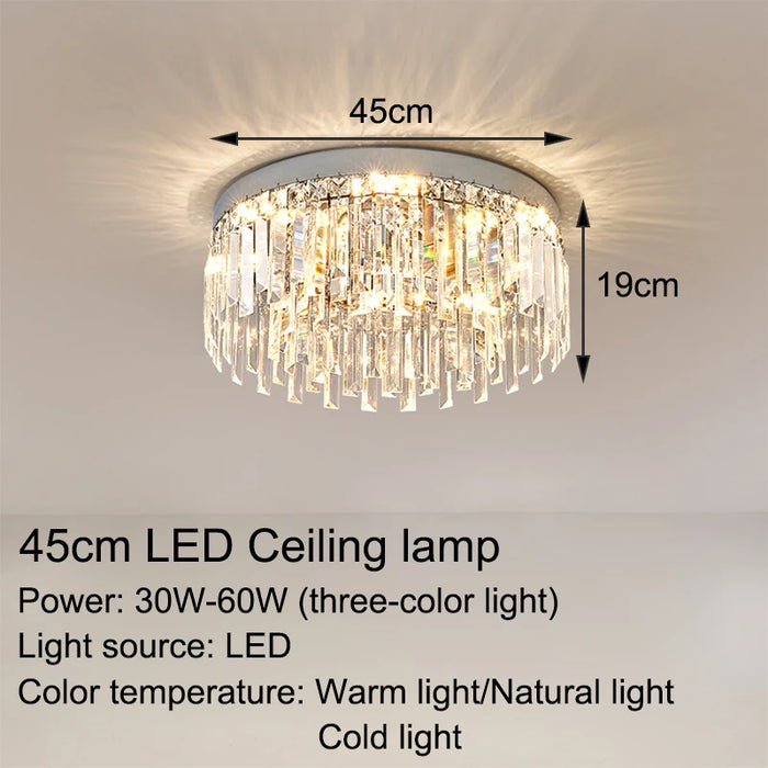 plafonnier led doré cristal transparent moderne luxueux salon chambre cuisine