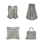 tissu brocart polyester floral motifs pivoines beige jaune violet classique satiné coudre robe