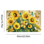 tapis d'entrée imprimé citron plante fleur papillon bienvenue antidérapant polyester caoutchouc maison décoratif naturel