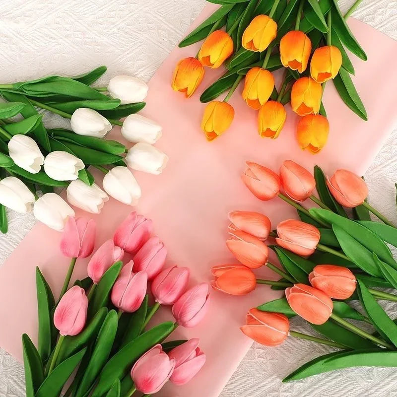 bouquet tulipes artificielles réalistes fleurs latex décoration maison mariage fête anniversaire intérieur