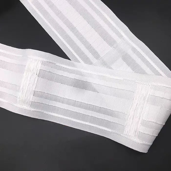 ruban rideau blanc rayures horizontales moderne 10m 20m 30m anneau polyester