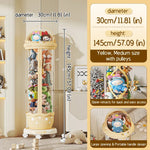 boîte rangement transparente peluches alien beige étoiles ouverture large roulettes mobile