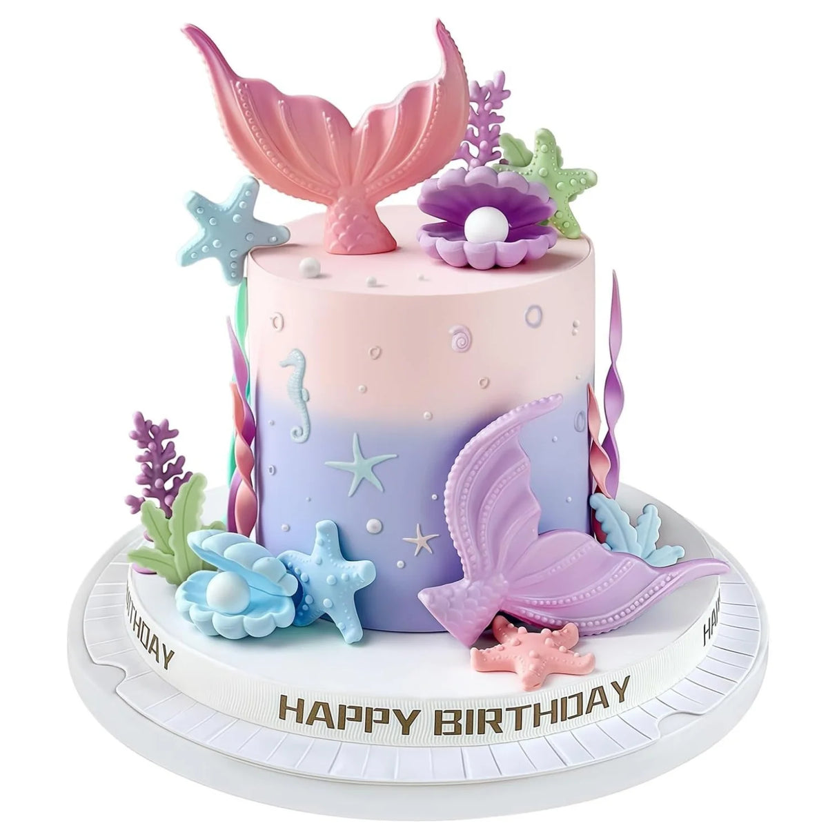 décoration gâteau sous marin sirène étoile mer algues coquillages anniversaire mariage baptême fêtes