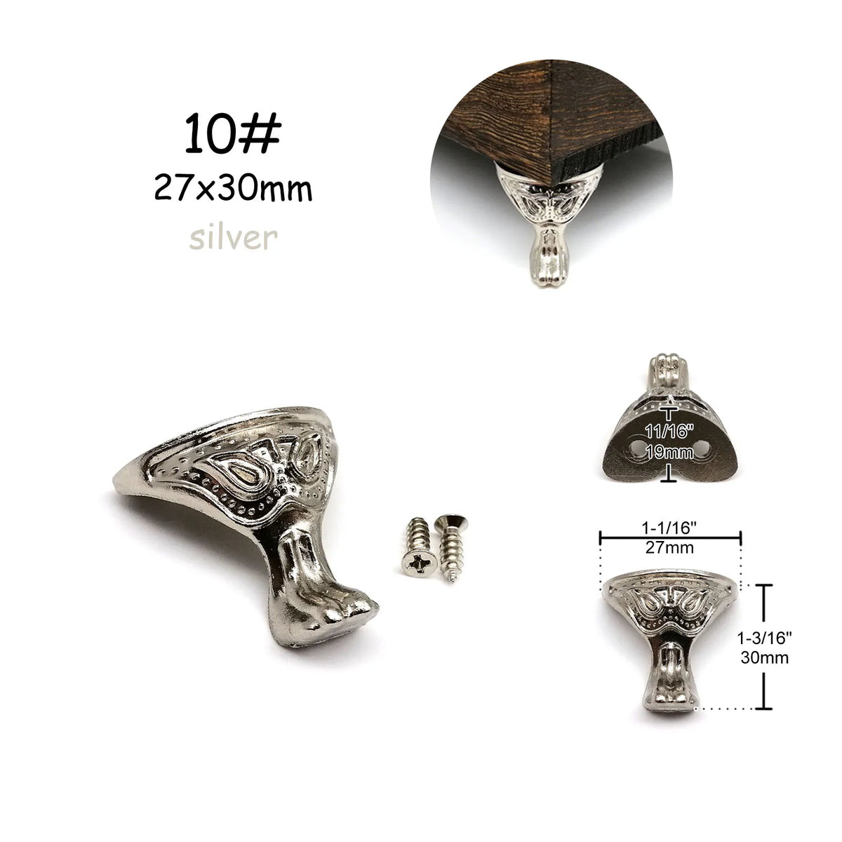pieds meuble vis or argent bronze classiques vintage ornements métalliques