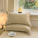 taies d'oreiller classiques carreaux blancs vert olive rose jaune non toxiques environnement polyester haute