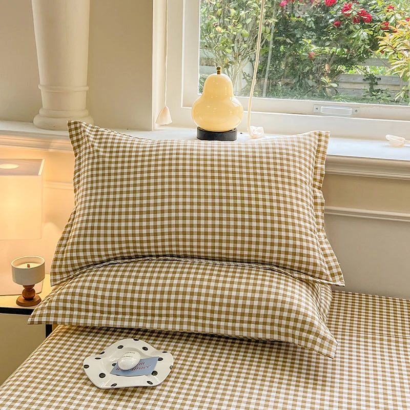taies d'oreiller classiques carreaux blancs vert olive rose jaune non toxiques environnement polyester haute