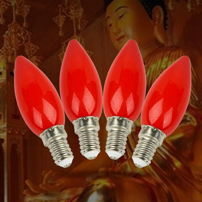 ampoules led décoratives rouge modernes vis e14 quatre diodes jaunes quatre ampoules