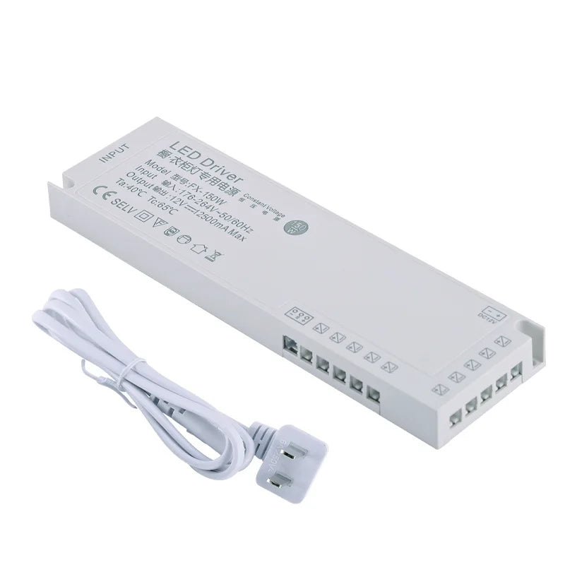 alimentation led armoire 12v 24v 100w 150w 60w blanc moderne sans fixation câble prise