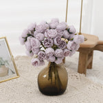 bouquet pivoines artificielles soie rose blanc violet décoration intérieure mariage anniversaire transparent minimaliste