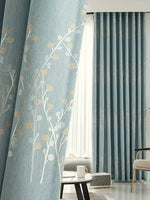 Rideau occultant bleu en polyester