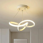 Suspension lumineuse moderne aluminium blanc doré anneaux entrelacés éclairage intérieur restaurant salon chambre