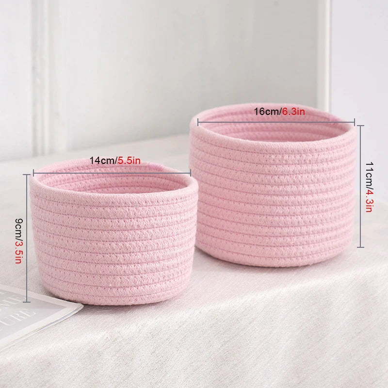 corbeilles tissées réutilisables rangement moderne beige blanc rose bleu vert respectueux environnement multiple utilisations