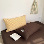 taies d'oreiller coton rayées jaune marron bleu violet 48x74cm respectueuses environnement minimaliste