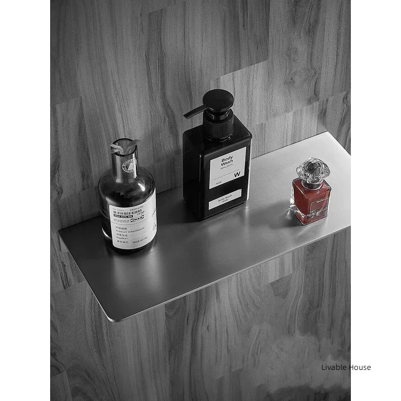 étagère murale acier inoxydable gris moderne étagère angle brillante cosmétiques
