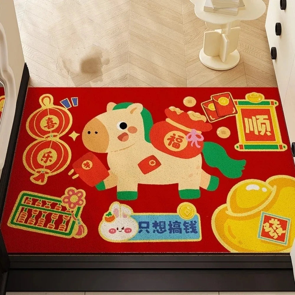 tapis dessin animé personnages chinois rouge bleu blanc résistant antibactéries imperméable