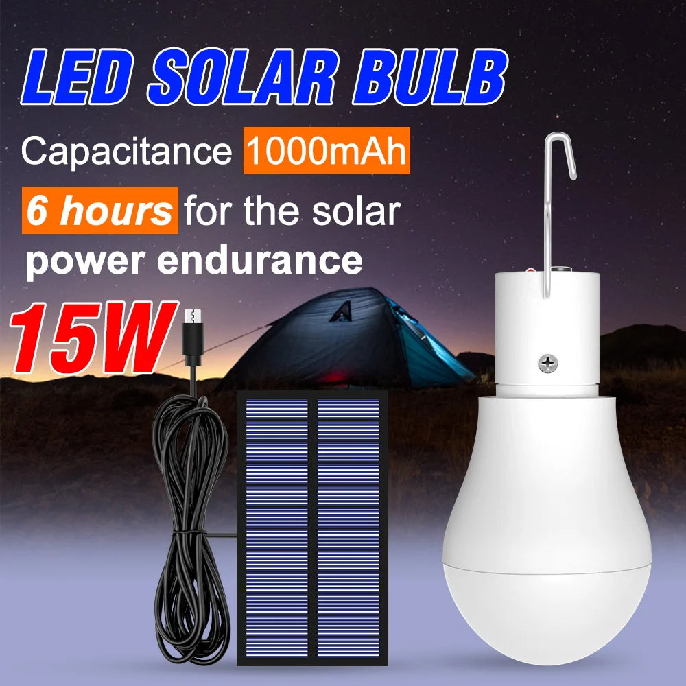 ampoule led solaire blanc moderne étanche portable haute luminosité crochet câble panneau solaire