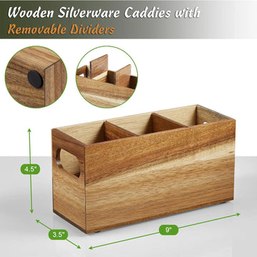 boîte rangement bois compartiments réutilisable ustensiles cuisine articles divers modernes rustiques
