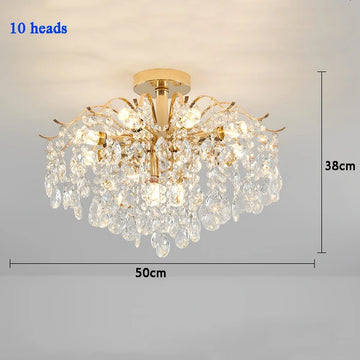 chandelier moderne crystal or led lumiere salle blanche bleue élégante