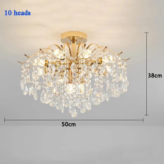 chandelier moderne crystal or led lumiere salle blanche bleue élégante