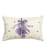 housse coussin motif floral lavande papillons violet beige rustique 30X50cm decoration autumn