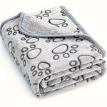 couverture animaux compagnie coton doux gris clair gris foncé imprimé pattes moderne confortable chiens