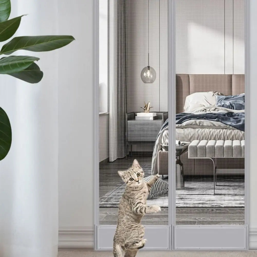 rideau porte pliable gris maille fine moderne résistant moustiques