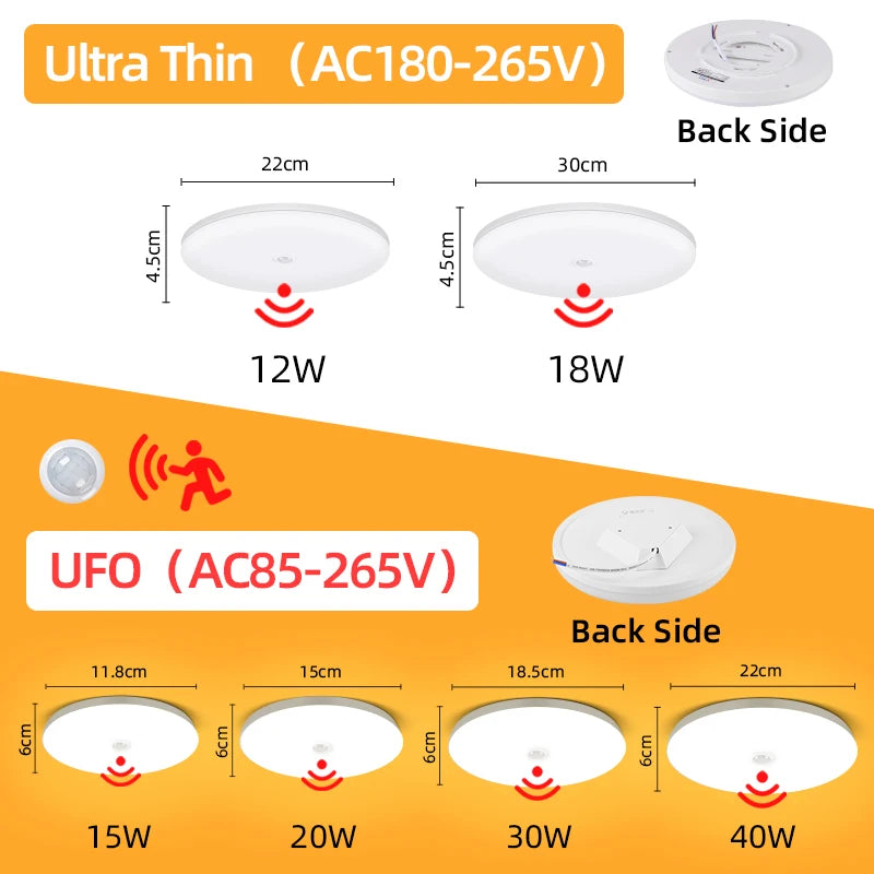lumière moderne blanc motion sensor 22cm 4.5cm 20w 15w led intelligent